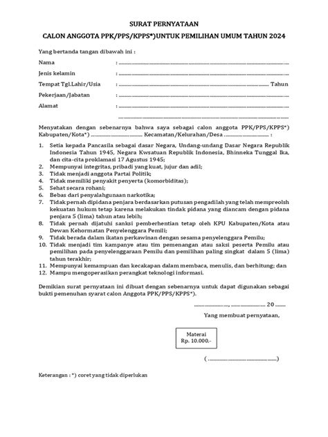 form pendaftaran kpps 2024 pdf